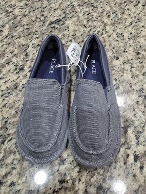 The Children's Place Boys Grey Canvas Slip-On Loafers / Boat Shoes